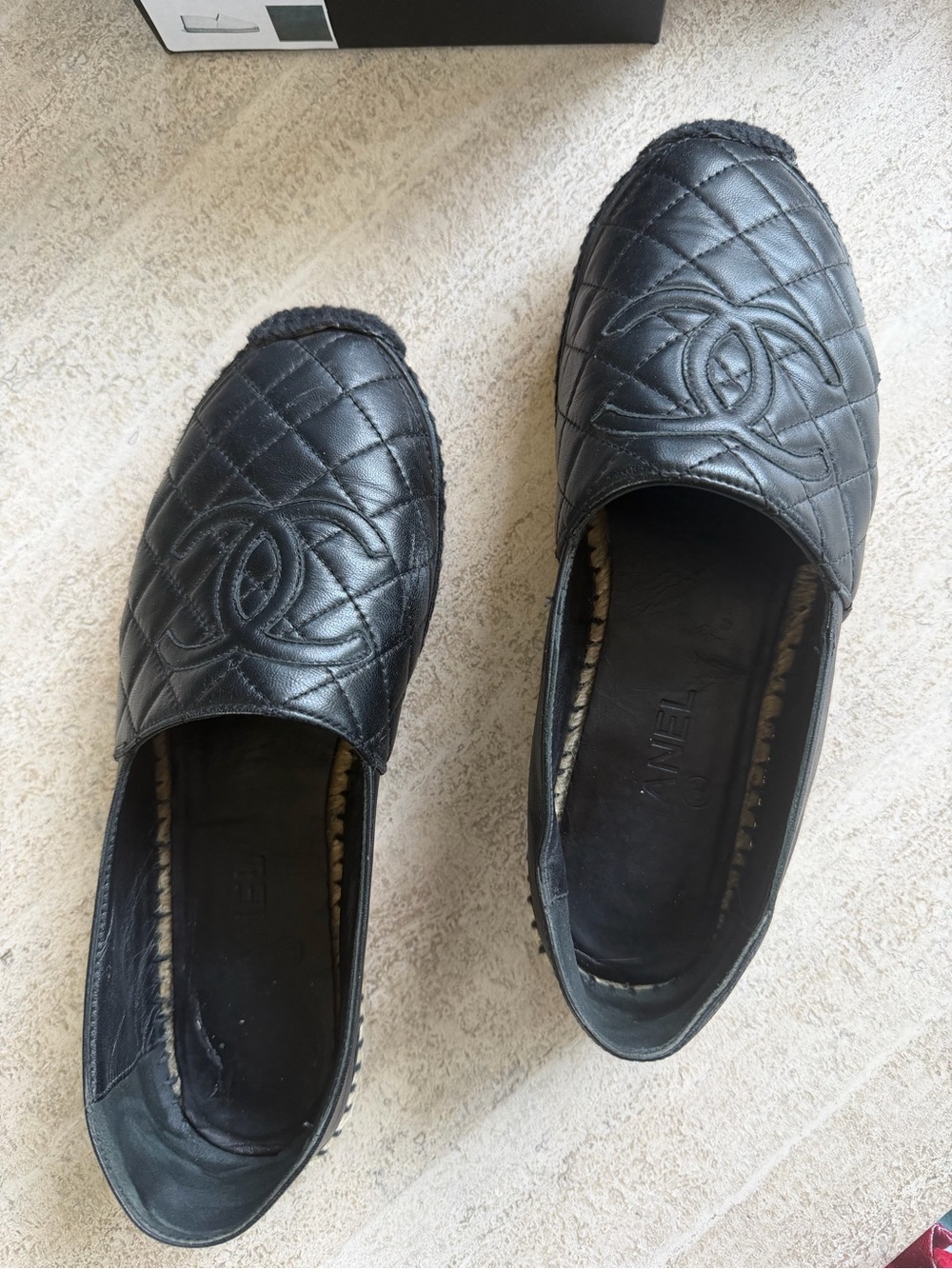 CHANEL Black Quilted Leather Espadrille Flats with CC Logo - Picture 12 of 16